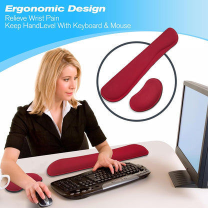 Keyboard Wrist Rest and Mouse Wrist Rest Set - Ergonomic Memory Foam Wrist Cushion - for Wrist Support on Computer, Laptop, Office, Playing Games, Typing Relieves Wrist Pain Black