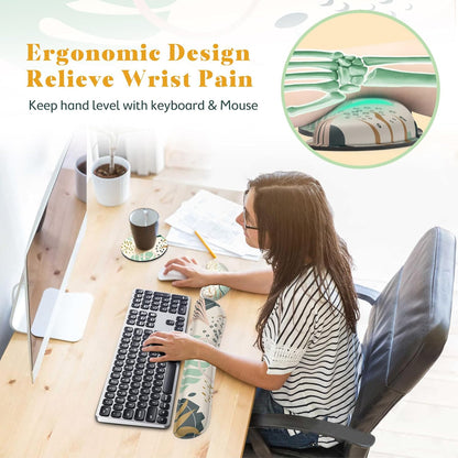 Gimars Upgrade Enlarge Silky and Superfine Fabric Gel Memory Foam Keyboard Wrist Rest Set, Ergonomic Keyboard Mouse Wrist Support for Typing Pain Relief, Comfort for Office, Gaming, Computer
