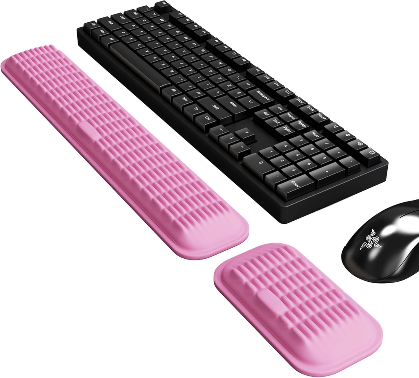 MEKASS Ergonomic Wrist Rest for Keyboard and Mouse, Soft Memory Foam Keyboard Wrist Rest Set with Non-Slip Silicone Base, Easy Typing, Pain Relief, Comfort for Office, Work, Gaming (Classic Black)