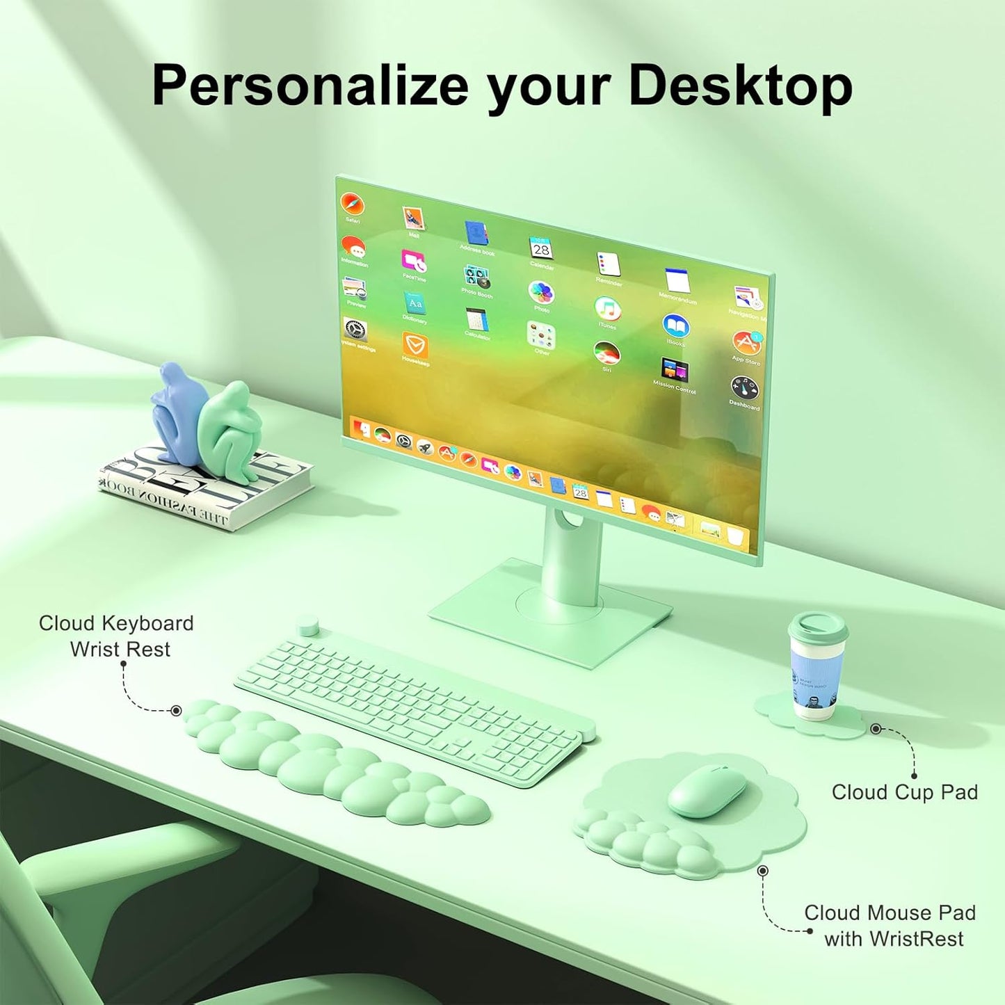 MOKURU Cloud Mouse Pad with Wrist Rest, Cloud Keyboard Wrist Rest, Mouse Pad Wrist Support, Ergonomic Keyboard Mouse Wrist Support White