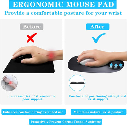 Wrist Rest for Keyboard and Mouse, Ergonomic Gel Computer Keyboard Wrist Rest with Memory Foam, Keyboard Wrist Support Pad for Long Hours of Work, Gaming, Studying-Relieve Wrist Pain