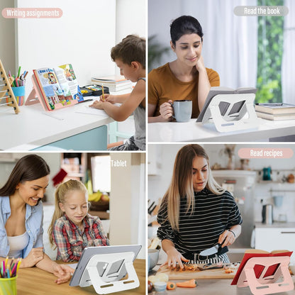 Portable Book Stand Book Holder Book Rest for Kids Reading Hands Free Cookbook Holder Textbook Stands Music Stand Lightweight Waterproof Book Stand Gifts School Supplies (Purple 11.82" *8.26")