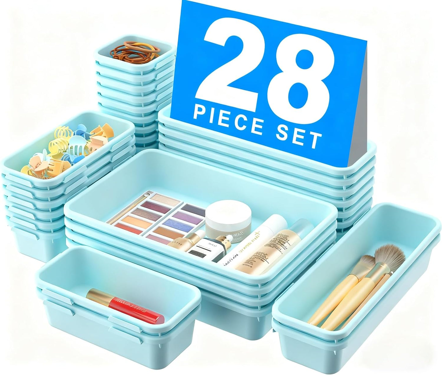 【Military Grade】A-LuGei Drawer Organizer, 【𝟱𝗦𝗶𝘇𝗲】 Makeup organizer, 【Holds 177 Items】 Bathroom Organizers and Storage, Organization and Storage, Desk Drawer Organizer for Bathroom Vanity