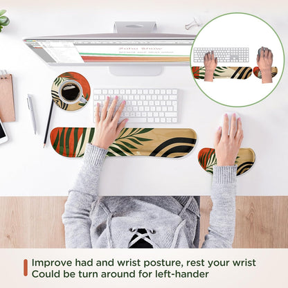 Gimars Upgrade Enlarge Silky and Superfine Fabric Gel Memory Foam Keyboard Wrist Rest Set, Ergonomic Keyboard Mouse Wrist Support for Typing Pain Relief, Comfort for Office, Gaming, Computer