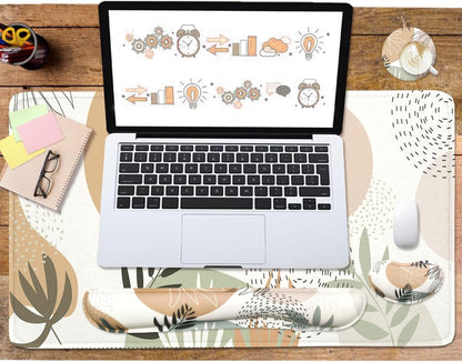 4-in-1 Large Mouse Pad, Keyboard Wrist Rest Pad & Wrist Support Mousepad Set, Extended Desk Pad Waterproof Desk Mat for Home Office Study Game