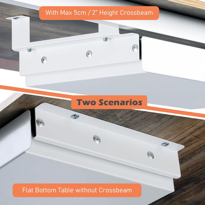 Under Desk Drawer Organizer 21" White Upgrade with Adjustable Brackets, Sliding Pull-Out Under Table Pencil Drawer, Office Standing Desk Attachment for Workbench