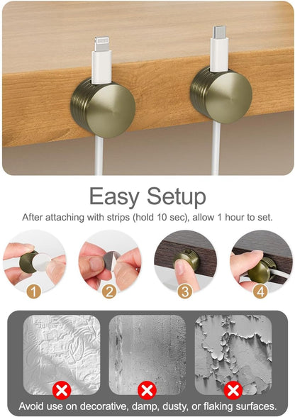 Strong Adhesive Cord Holder for Nightstand with Wider Base, 3 Pack Sleek Antique Bronze Aluminum Screw-top Cord Clips for Desk, Desk Cable Holder, Phone Cord Management Clips Secure Organizer
