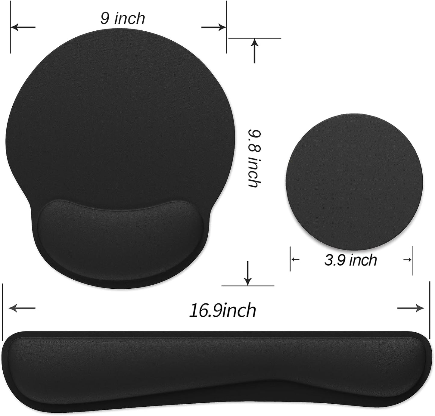 Ergonomic Mouse Pad with Wrist Rest and Keyboard Wrist Rest, Memory Foam Wrist Rest for Computer Keyboard, Easy Typing, Pain Relief, Mouse Pad Wrist Support for Gaming,Office, Laptop, Black Flower
