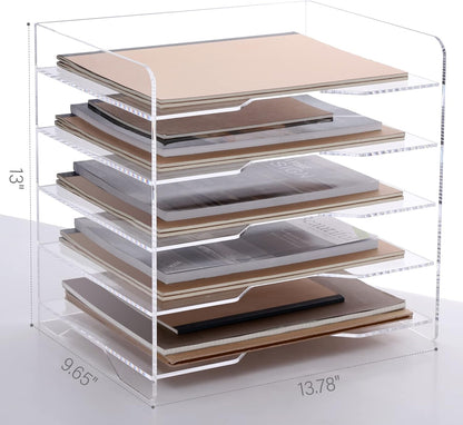 SANRUI 4 Tier Clear Desk Paper Letter Organizer Trays, A4 Stackable File Document Tray, Acrylic Desk Organizers and Accessories Sorter, Workspace Office Supplies Organizers,12.4inx8.86inx6.64in