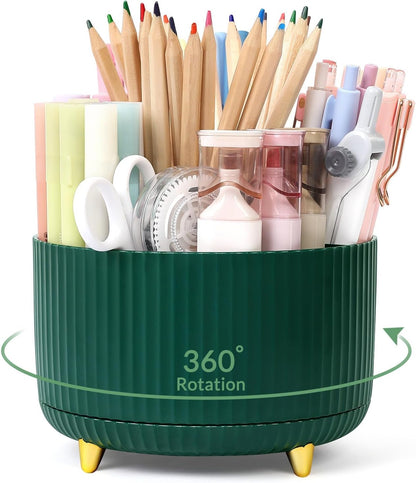 SKYDUE 360 Rotating Purple Pen & Art Supply Organizer - 5 Slot Desk Organizer for Office, School, Home