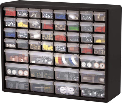 Akro-Mils 24-Drawer Plastic Drawer Storage Cabinet for Garage Organization, Bead Organizer, Building Bricks Storage, Teacher Toolbox, Makeup Organizer, 20" W x 6" D x 16" H, 10124 Black