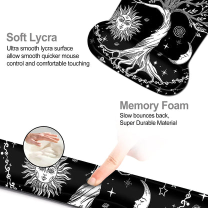 Keyboard Wrist Rest Pad Ergonomic Mouse Pad Set, ToLuLu Gel Mouse Pad Wrist Support for Computer Laptop, Mousepad Keyboard Wrist Support with Memory Foam for Easy Typing Pain Relief, Van Gogh Painting