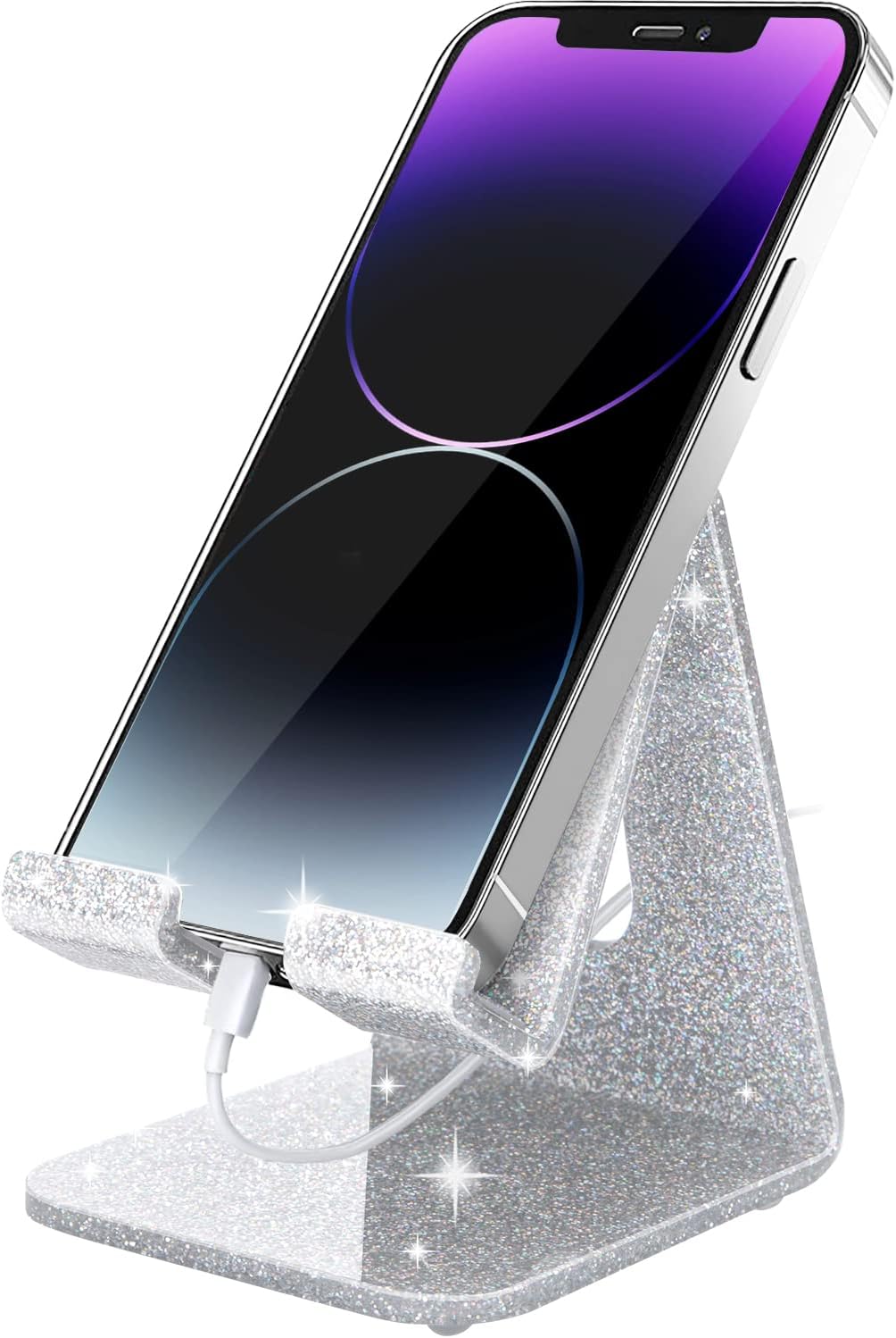 Crpich Acrylic Cell Phone Stand, Portable Clear Phone Stand for Desk, Compatible with Phone16 15 14 13 Pro Max Mini 12 11 Plus SE, Switch, Android Smartphone, Pad, Tablet, Desk Accessories