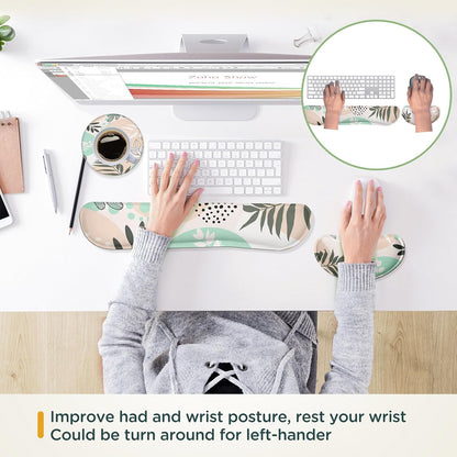 Gimars Upgrade Enlarge Silky and Superfine Fabric Gel Memory Foam Keyboard Wrist Rest Set, Ergonomic Keyboard Mouse Wrist Support for Typing Pain Relief, Comfort for Office, Gaming, Computer