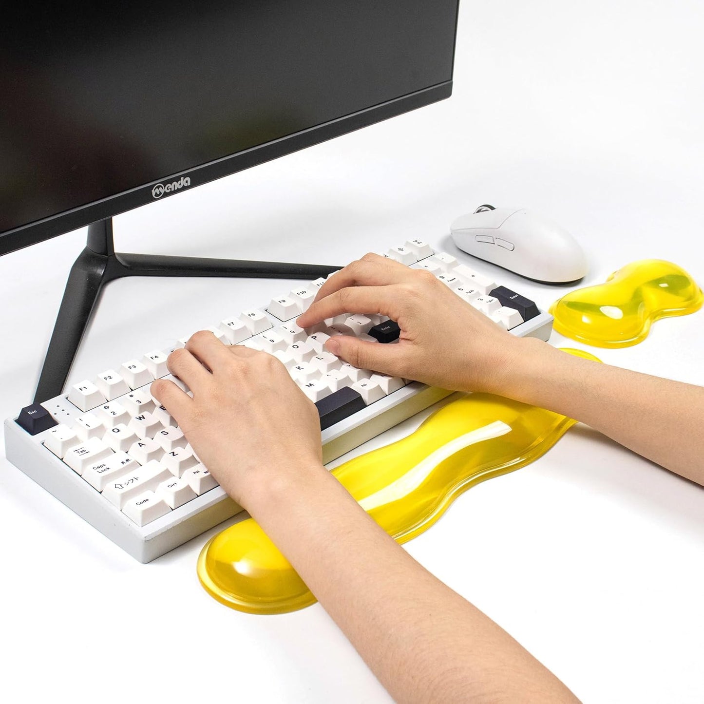 Clear Gel Wrist Rest for Keyboard and Mouse, Green Silicone Mouse Wrist Rest Set, Cute Ergonomic Wrist Rest for Keyboard 60%/75%(Green)