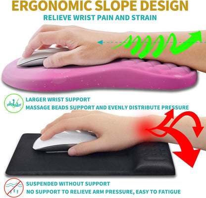 Hokafenle 2 in 1 Ergonomic Mouse Pad Wrist Support & Wrist Rest for Computer Keyboard Set, with Relieve Carpal Tunnel Pain Massage Bulge and Full Memory Gel Design (2In1 Set, Light Green)