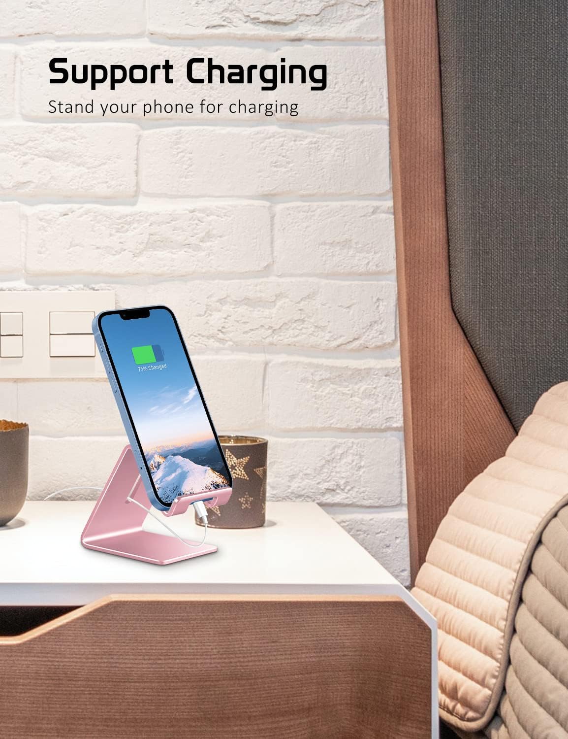 Desktop Cell Phone Stand Holder, Aluminum Solid Portable Universal Desk Stand for iPhone 16 15 14 13 12 11 X 8 7 6 Plus 5 Ipad 2 3 4 Mini Samsung Huawei All Mobile Smart Phone, Silver