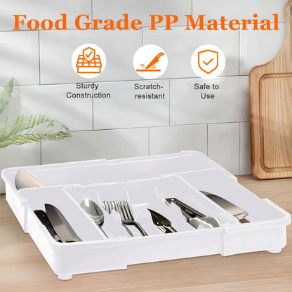 Spaclear Silverware Organizer - Expandable Kitchen Drawer Organizer, Utensil Drawer Organizer, Adjustable Plastic Flatware and Cutlery Holder, Kitchen Organizers Storage for Forks Knives, Black