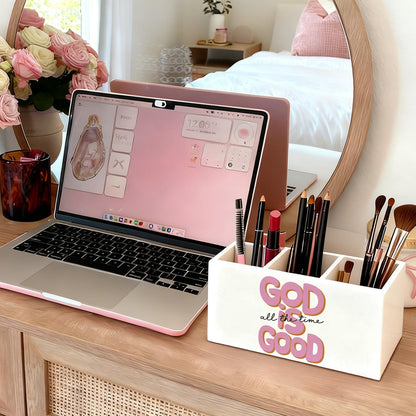 Purple Coquette Bow Pen Pencil Holder for Desk, Girly Office Decor, Preppy Purple Bow Aesthetic Wooden Box Sign Decorations for Girly Room Bedroom Dorm Office Desk Tabletop