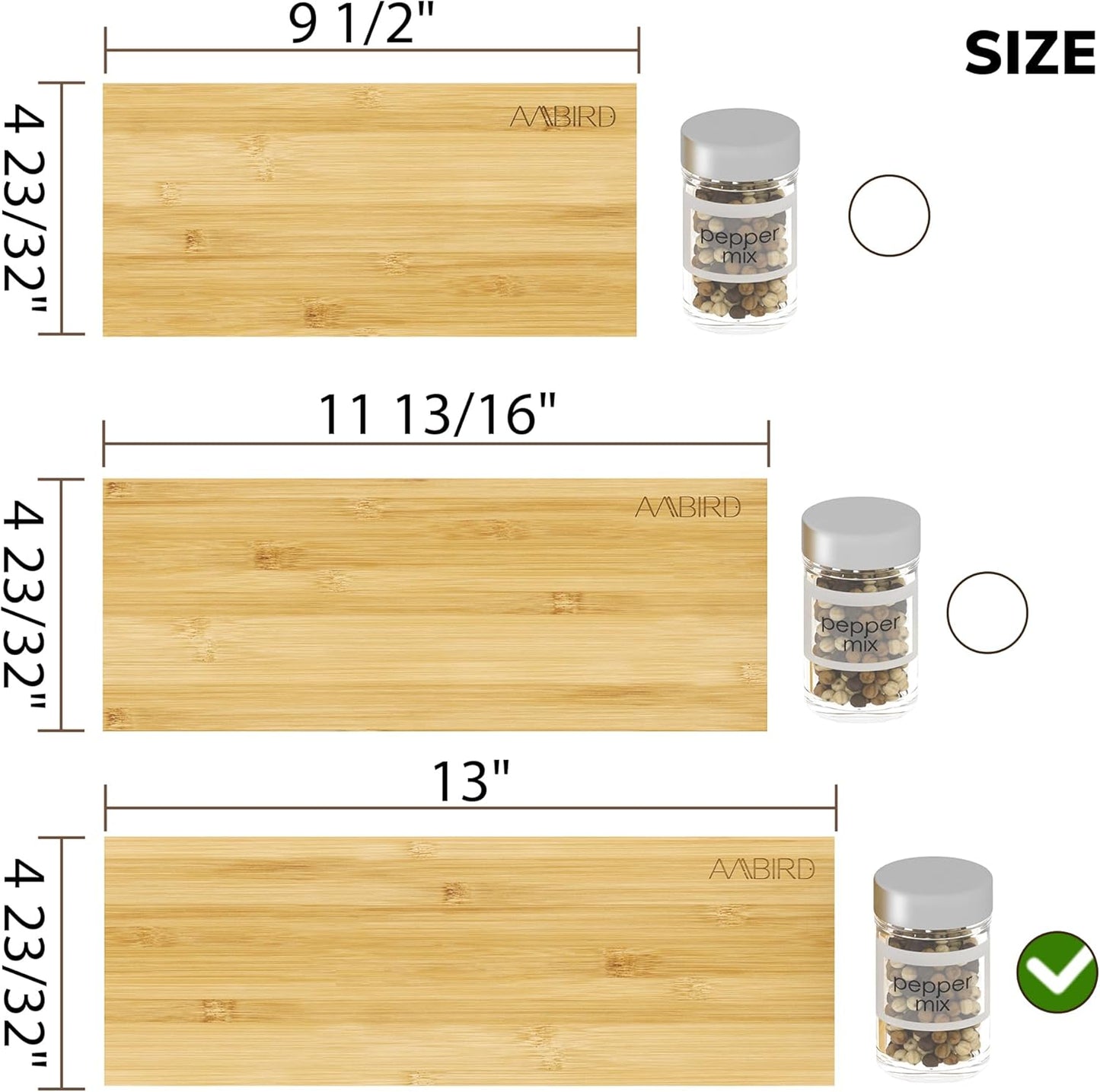 AMBIRD Spice Drawer Organizer, 4 Tier-2 Set Clear Spice Rack Tray Expandable From 11'' to 22'', Seasoning Organizer with non-slip tape for Kitchen, Cabinet, Drawers, Countertop(JARS NOT INCLUDED)