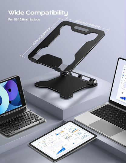 LOXP Adjustable Laptop Stand for Desk, Metal Foldable Laptop Riser, Ventilated Cooling Lectern, Ergonominc Computer Notebook Stand for Desk Compatible with 10-15.6“ Laptops