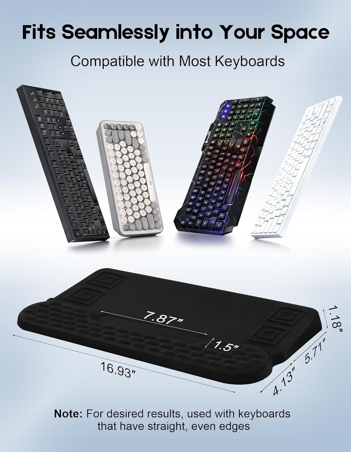 Wrist Rest with Keyboard Stand and Storage Slot, Ergonomic Computer Keyboard Wrist Rest, Soft Memory Foam, Non-Slip Base, Wrist Pad for Keyboard Pad with Wrist Support for Work Study Game