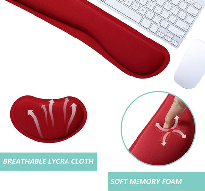 Keyboard Wrist Rest Mouse Wrist Support Set, Memory Foam Wrist Rest Pad for Computer Laptop Keyboard Mouse, Ergonomic Wrist Cushion Support for Typing Pain Relief, Gaming Home Office, Purple