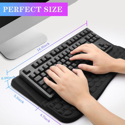 Computer Keyboard Stand Pad with Wrist Rest, Ergonomic Comfy Tilted Keyboard Stand Riser Holder Pad for Office Home (Black)