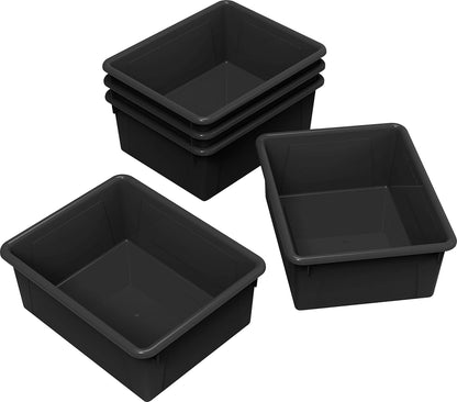 Storex Letter Size Flat Storage Tray – Organizer Bin for Classroom, Office and Home, Clear, 5-Pack (62531A05C), 10 x 13 x 3 Inches
