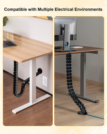 Under Desk Cable Management Kit Fit for Sit Stand Desk Cable Management, Screw Fixation Adjustable Length Cable Management Spinal, Flexible Chain Raceway Cable Management