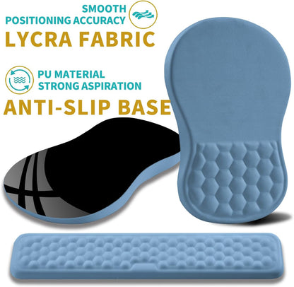 Hokafenle 2 in 1 Ergonomic Mouse Pad Wrist Support & Wrist Rest for Computer Keyboard Set, with Relieve Carpal Tunnel Pain Massage Bulge and Full Memory Gel Design (2In1 Set, Light Green)