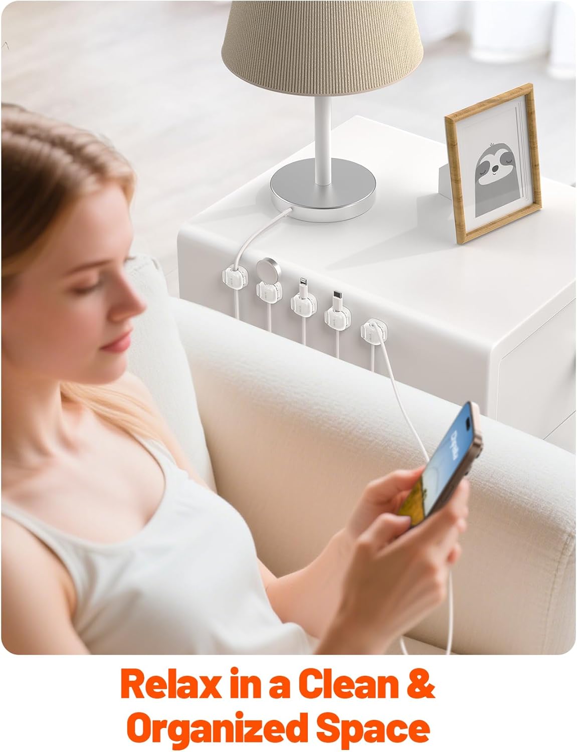Cable Clips,8 Pack Cord Holder Cord Organizer [1s Lock & Strongest Adhesive] Spring Cord Clips Phone Charger Wire Desk Cable Management Nightstand Home Office School Decor Women Cute Desk Accessories