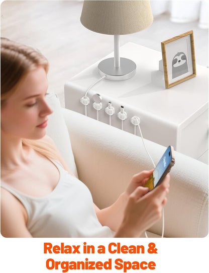 Cable Clips,8 Pack Cord Holder Cord Organizer [1s Lock & Strongest Adhesive] Spring Cord Clips Phone Charger Wire Desk Cable Management Nightstand Home Office School Decor Women Cute Desk Accessories