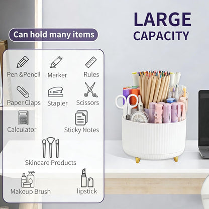 Camelmother Pen Holder For Desk With 5 Slots 360°Rotating Pencil Holder Makeup Organiezr Teacher Supplies Office decor (purple)
