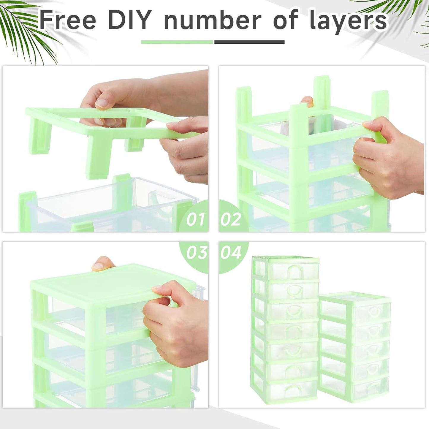 Thyle 2 Pcs Plastic Drawers Organizer Mini Organizer Stackable Plastic Clear Drawer Storage Box Containers Storage Units for Desktop Classroom Craft 6.7 x 4.9 x 13.4 inches(Purple)