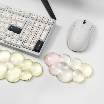 Gel Keyboard and Mouse Wrist Rest Set – Clear Cloud Wrist Rest for Computer Keyboard 60%/68%/75%, Comfort & Support for Typing and Gaming(Purple Green)
