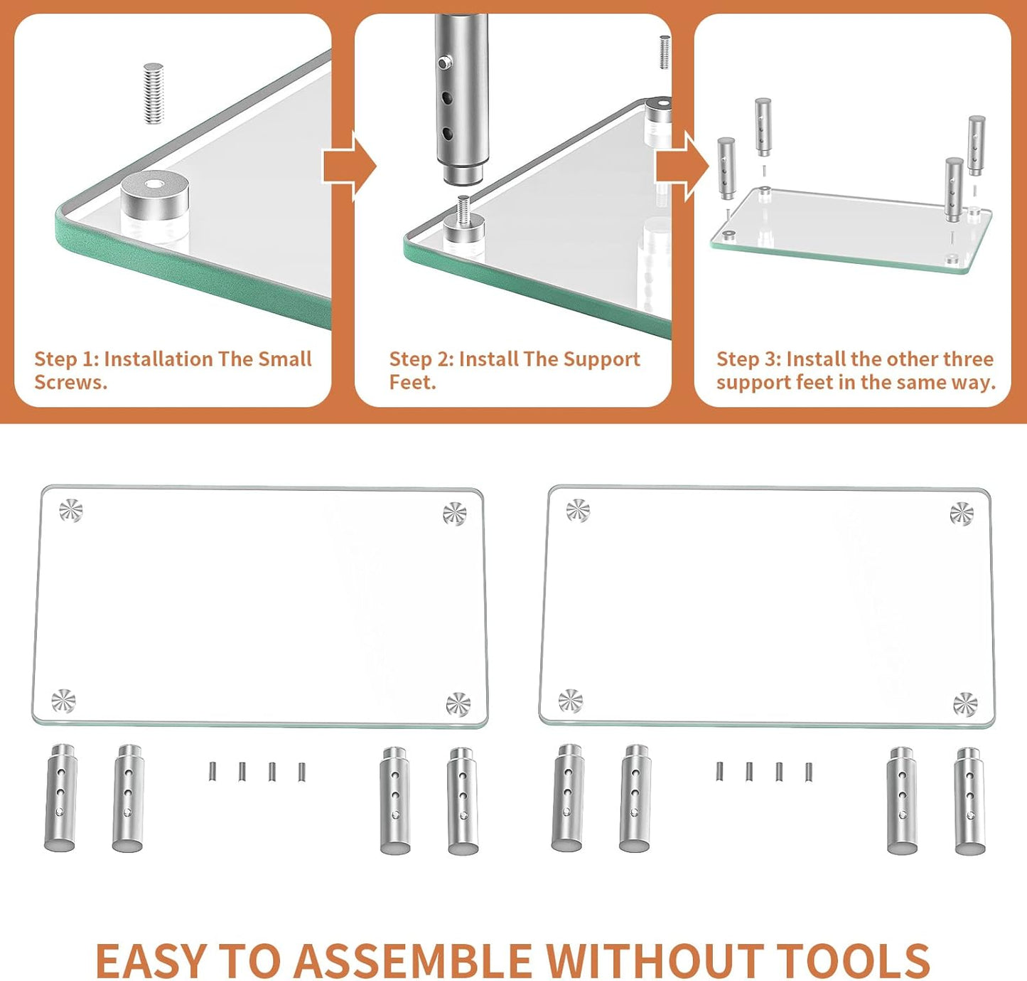 Hemudu Monitor Stand -3 Adjustable Height Monitor Riser, Computer Monitor Stand, Desktop Organizer, Monitor Stand Riser for PC, Computer, Laptop Clear
