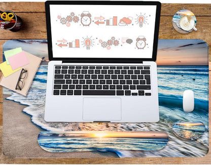 4-in-1 Large Mouse Pad, Keyboard Wrist Rest Pad & Wrist Support Mousepad Set, Extended Desk Pad Waterproof Desk Mat for Home Office Study Game