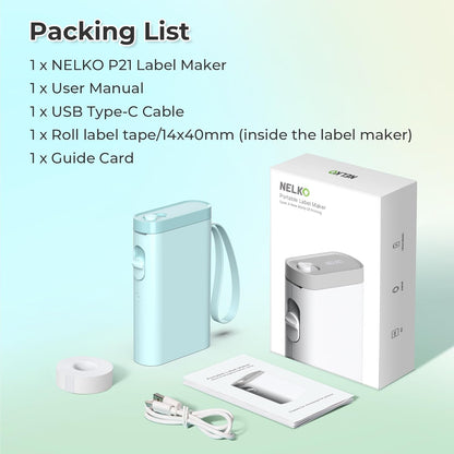 Nelko Label Maker Machine with Tape, P21 Bluetooth Label Printer, Wireless Mini Label Makers with Multiple Templates for School Office Home, White