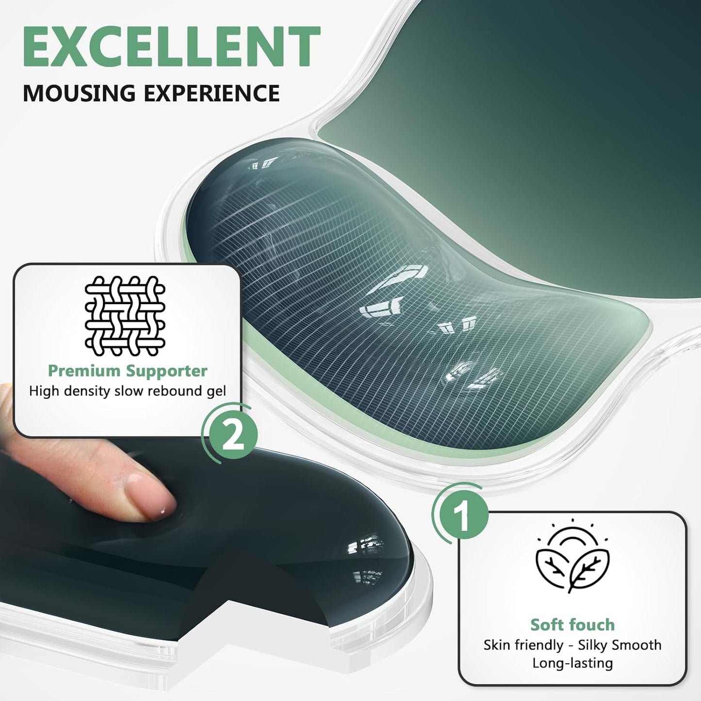 AKIT Ergonomic Mouse Pad with Wrist Rest& Keyboard Wrist Rest, Wrist Rest for Computer Keyboard, Pain Relief, Non-Slip Gel Base, Mousepad Wrist Support for Gaming, Office, Waterdrop Shaped Pink