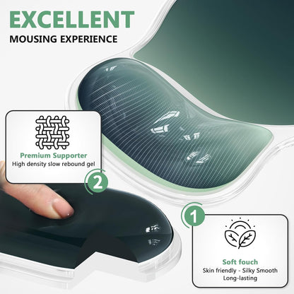 AKIT Ergonomic Mouse Pad with Wrist Rest& Keyboard Wrist Rest, Wrist Rest for Computer Keyboard, Pain Relief, Non-Slip Gel Base, Mousepad Wrist Support for Gaming, Office, Waterdrop Shaped Pink