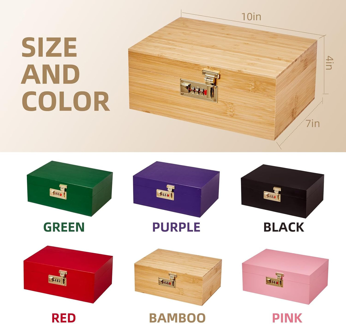 Bamboo Wood Desktop Organizer with 3 Glass Jars and Sliding Tray - Red Multi-Compartment Storage Case for Craft Supplies, Stationery, and Small Accessories (Pink)