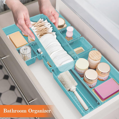 SpaceHacks 25 PCS Plastic Drawer Organizer Set, 4-Size Versatile Organizer Tool Trays & storage Bins for Makeup, Jewelry, and Gadgets in Bathroom, Bedroom and Office,Clear Black