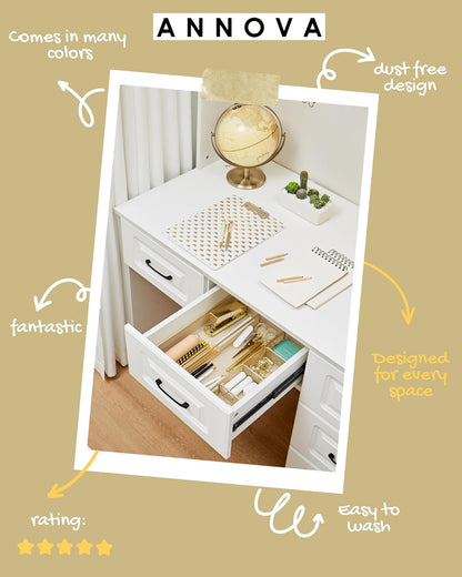 Annova Desk Drawer Organizer Tray for Office Organization - Metal Mesh - Storage Tray with Dividers for Pens, Desktop Accessories, Bathroom, Kitchen, Makeup and Office Supplies (Small, Gold)