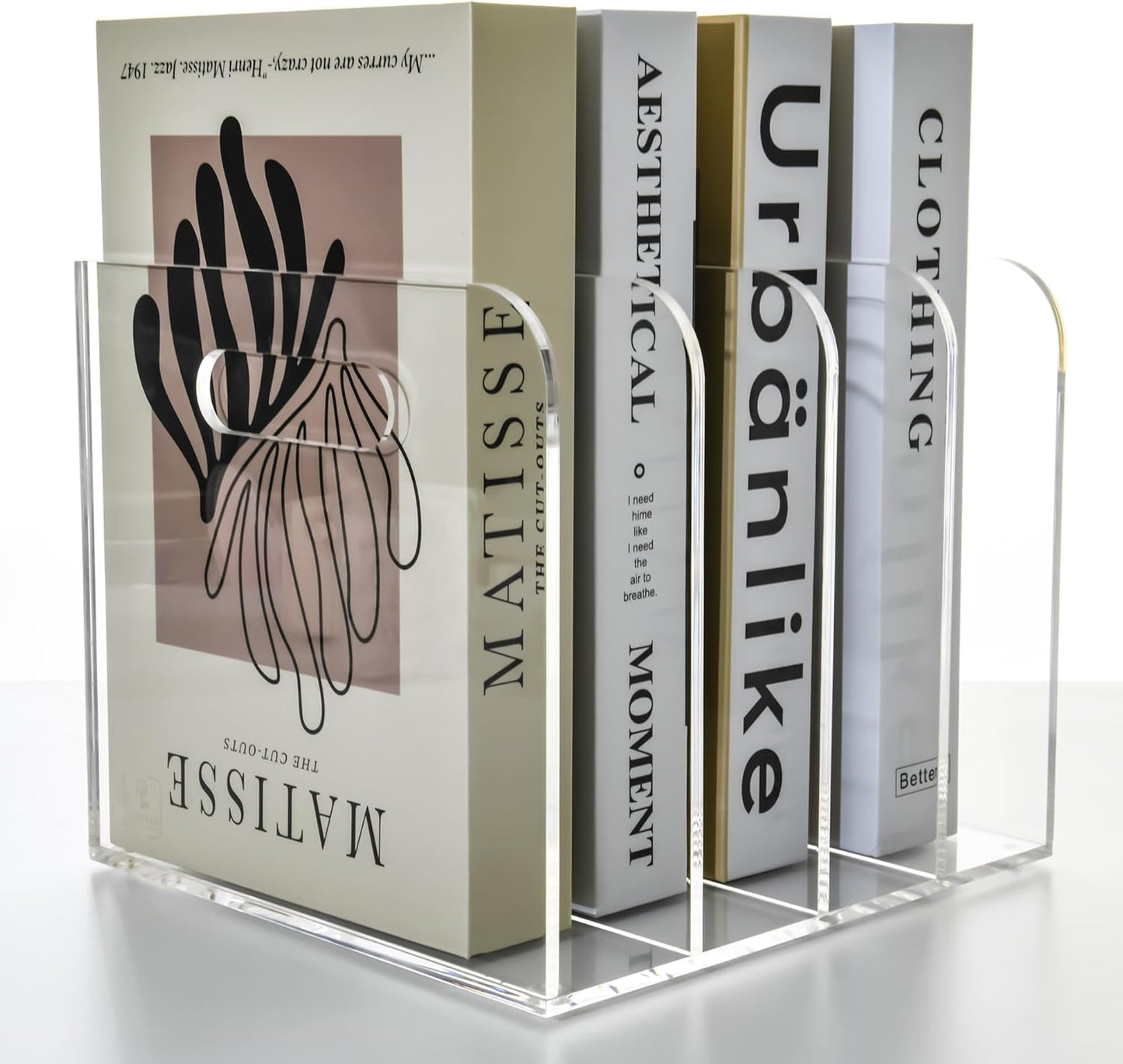 Magazine Holder - Acrylic File Holder and Desk Organizer, Clear Bookend File Sorter, Acrylic Book Organizer and Storage Box for Documents, Magazine Holder Rack for Classroom, Home, and Office