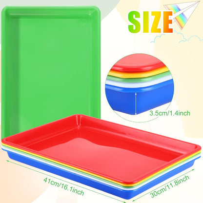 Hoteam 10 Pcs Flat Storage Organizer Tray Bin Paper Tray for Classroom Plastic Stackable File Organizer for School Office Teacher Book Organization(Clear,13.78 x 9.84 x 3.15 Inch)