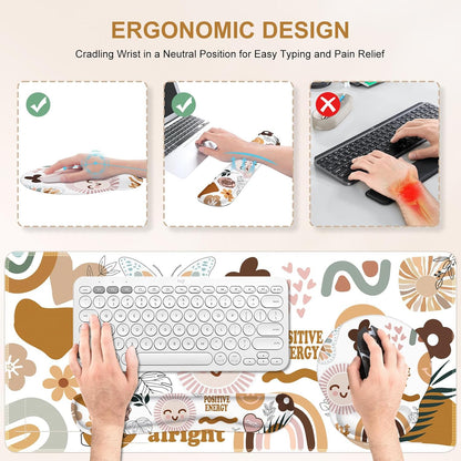 iCasso Desk Mat, Gaming Mouse Pad Wrist Support Set,4in1 XXL Large Mousepad + Keyboard Wrist Rest+Mouse Wrist Rest+Coaster Set with Ergonomic Design for Home Office Table Computer-Penoy