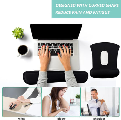 Keyboard Wrist Rest Pad Mouse Pad with Wrist Support Set of 3, Gaming Mousepad with Non-Slip Rubber Base, Ergonomic Memory Foam Mouse Cushion Support for Home Office Laptop Computer, Navy Blue