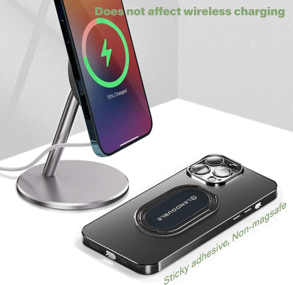 Foldable Cell Phone Stand for Desk, Adjustable Cellphone Ring Holder Finger Kickstand for Office Desktop & Magnetic Car Mount, Rotatable Multi-Angle Hand Grip for iPhone 16 15 Smartphones Back Case