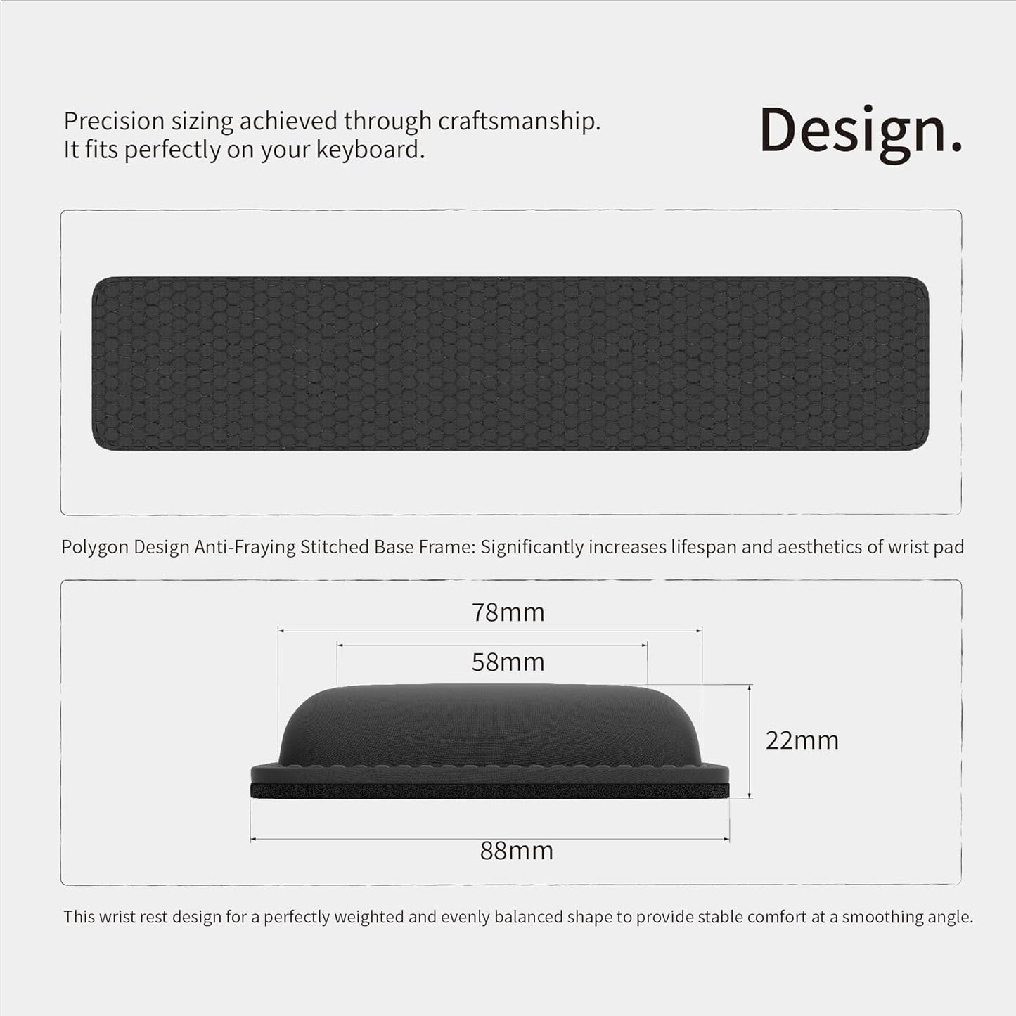 Faluber Cooling Gel Wrist Rest, 12.5-inch Length for Compact Keyboard, Memory Foam Palm Rest with Non-Slip Footpad, Ergonomic Design, Stain Resistant, PC Accessory Gaming Gear (Small-Compact)